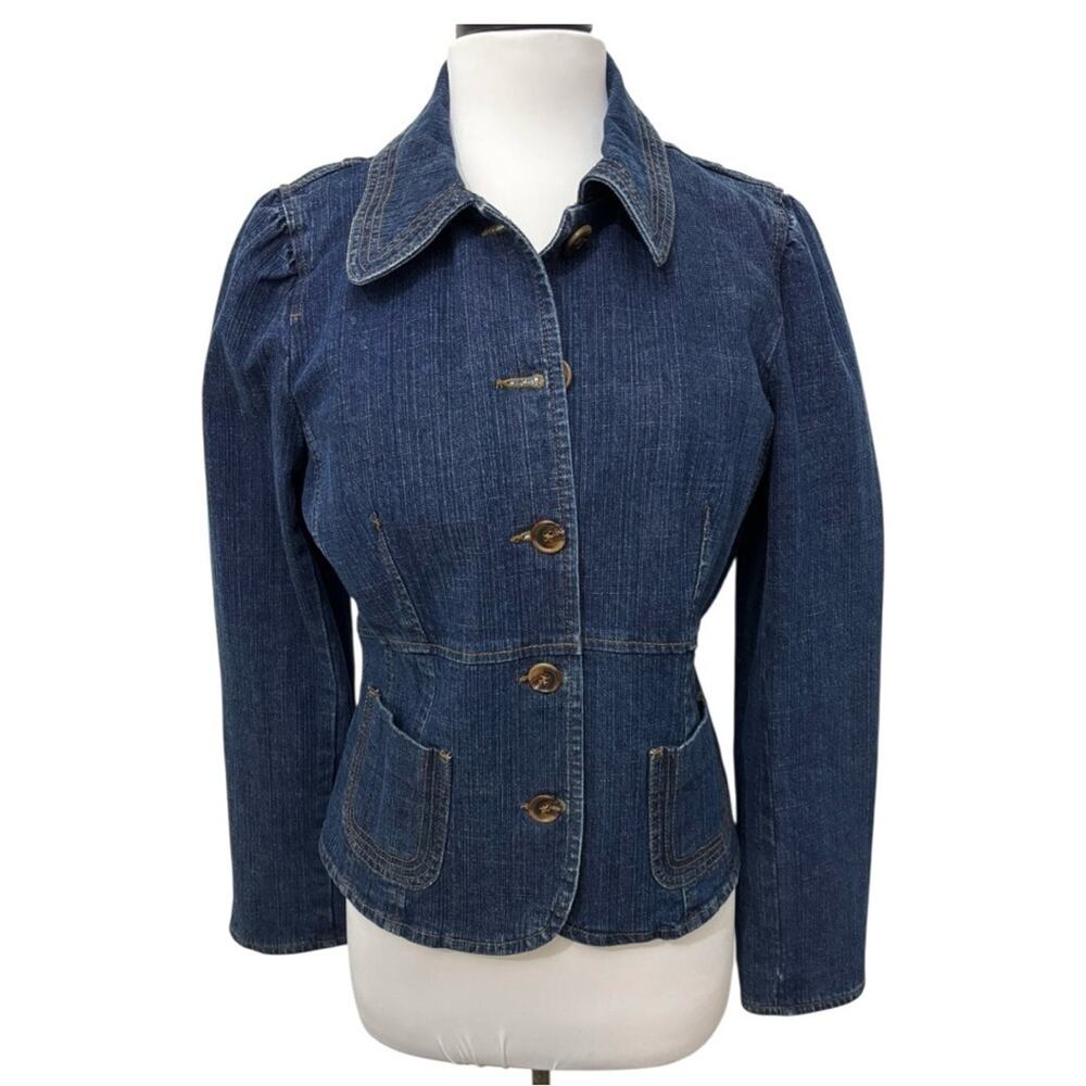 LOFT Dark Blue Jean Jacket Size 10